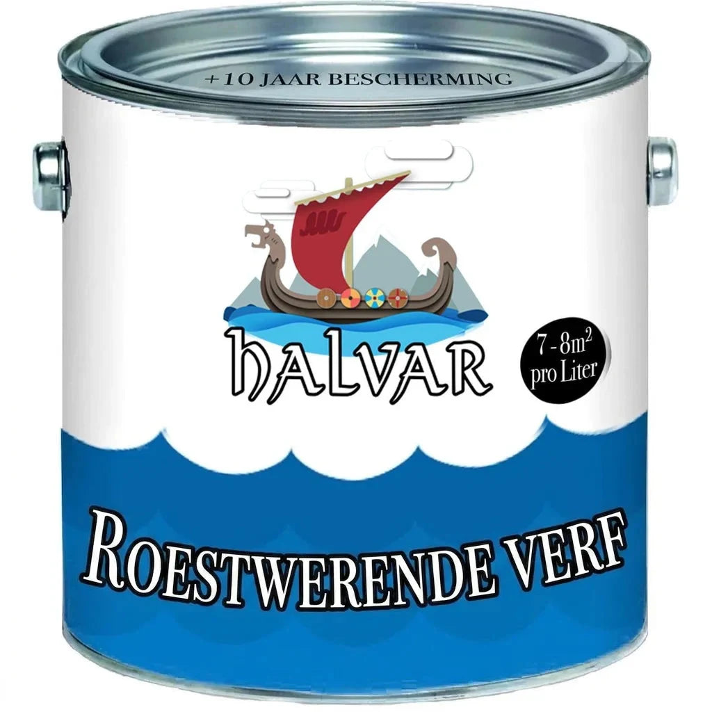 Halvar roestwerende verfblik met Viking schip, 7-8m² per liter.