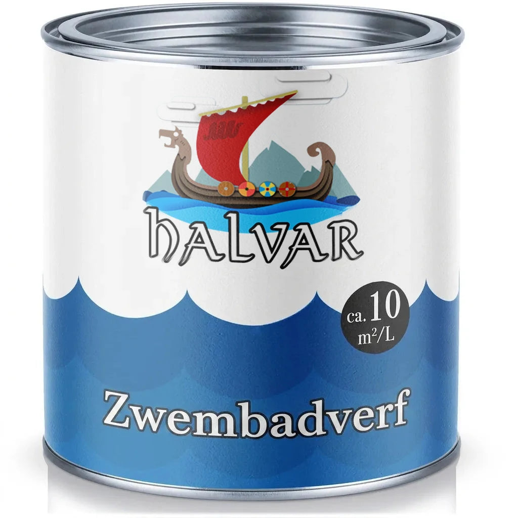HALVAR zwembadverf, blik met Viking logo, dekking van ca. 10 m²/L