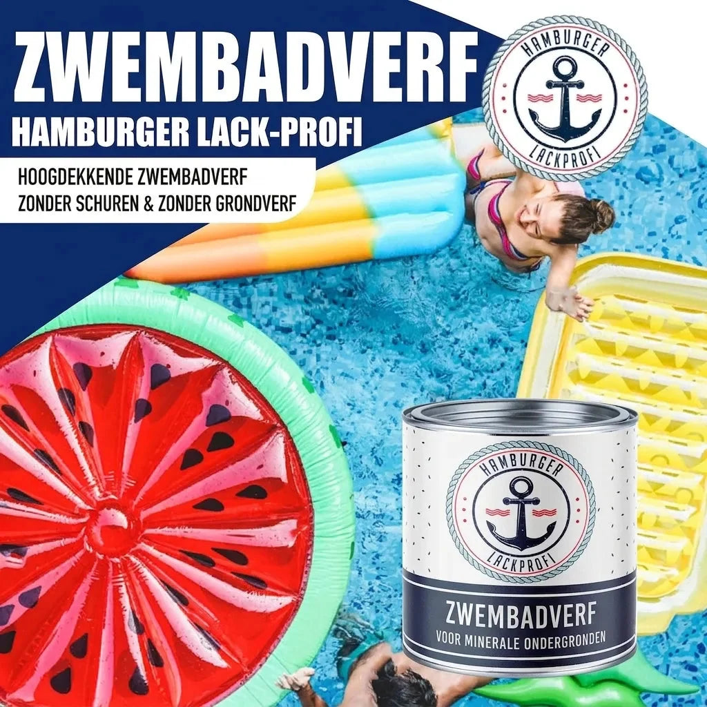 Zwembadverf en poolverf alles-in-één-set X500, zwembad met opblaasfiguren en blik Zwembadverf