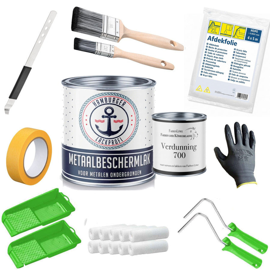 Metaalbeschermlak alles-in-één-set (X500) incl. toebehoren XXL - Hamburger Lack-Profi