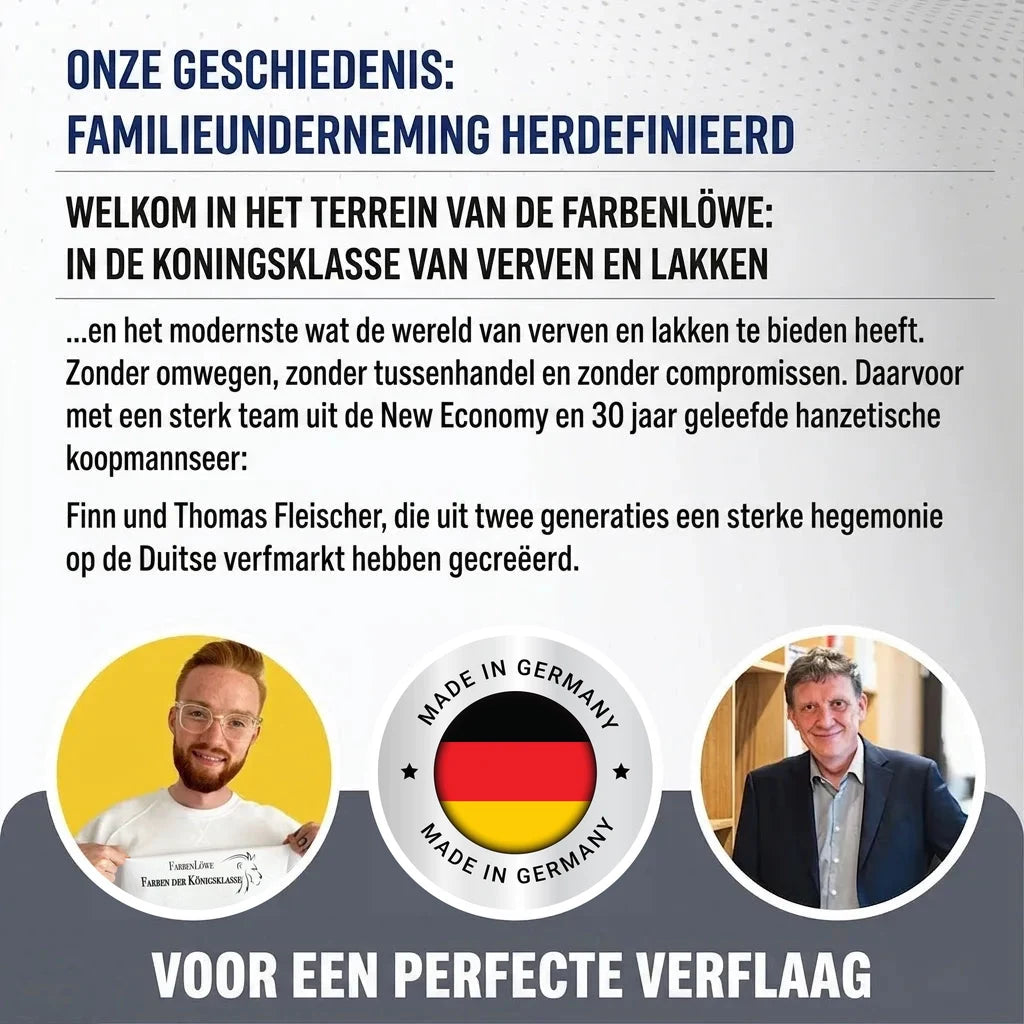 Familiebedrijf in verven en lakken hergedefinieerd. Kwaliteit "Made in Germany" van twee generaties oprichters.