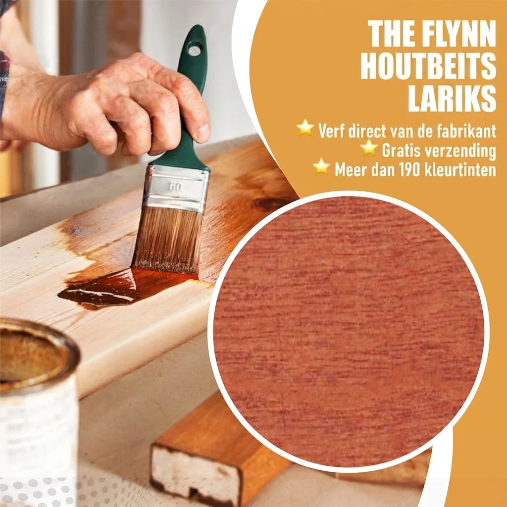 Hout beitsen met Flynn Larix houtbeits, inclusief staal. Direct van fabrikant, gratis verzending, 190+ kleuren.