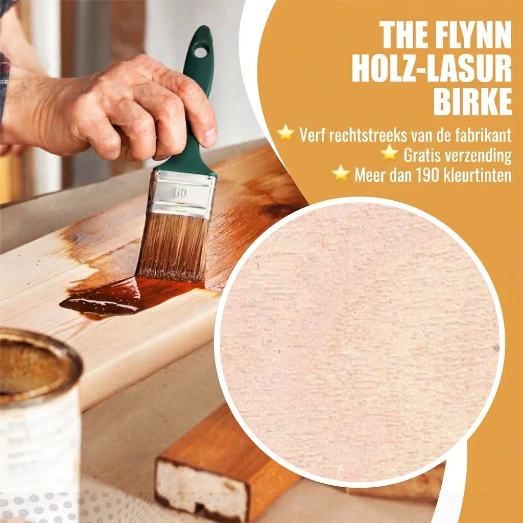 Hout beitsen met Flynn houtbeits, kleur berk. Kleurstaal, gratis verzending & 190+ tinten.