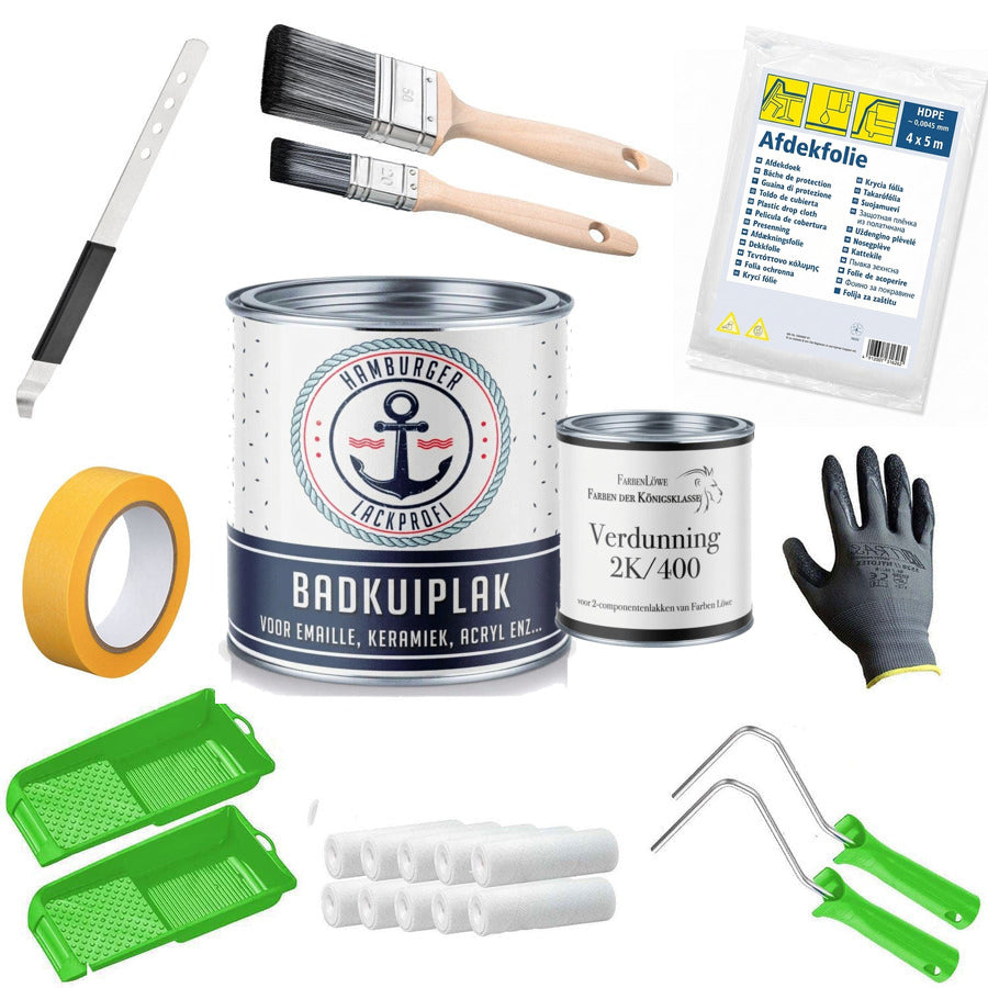 2K Badkuiplak alles-in-één-set (X500) incl. toebehoren XXL - Hamburger Lack-Profi