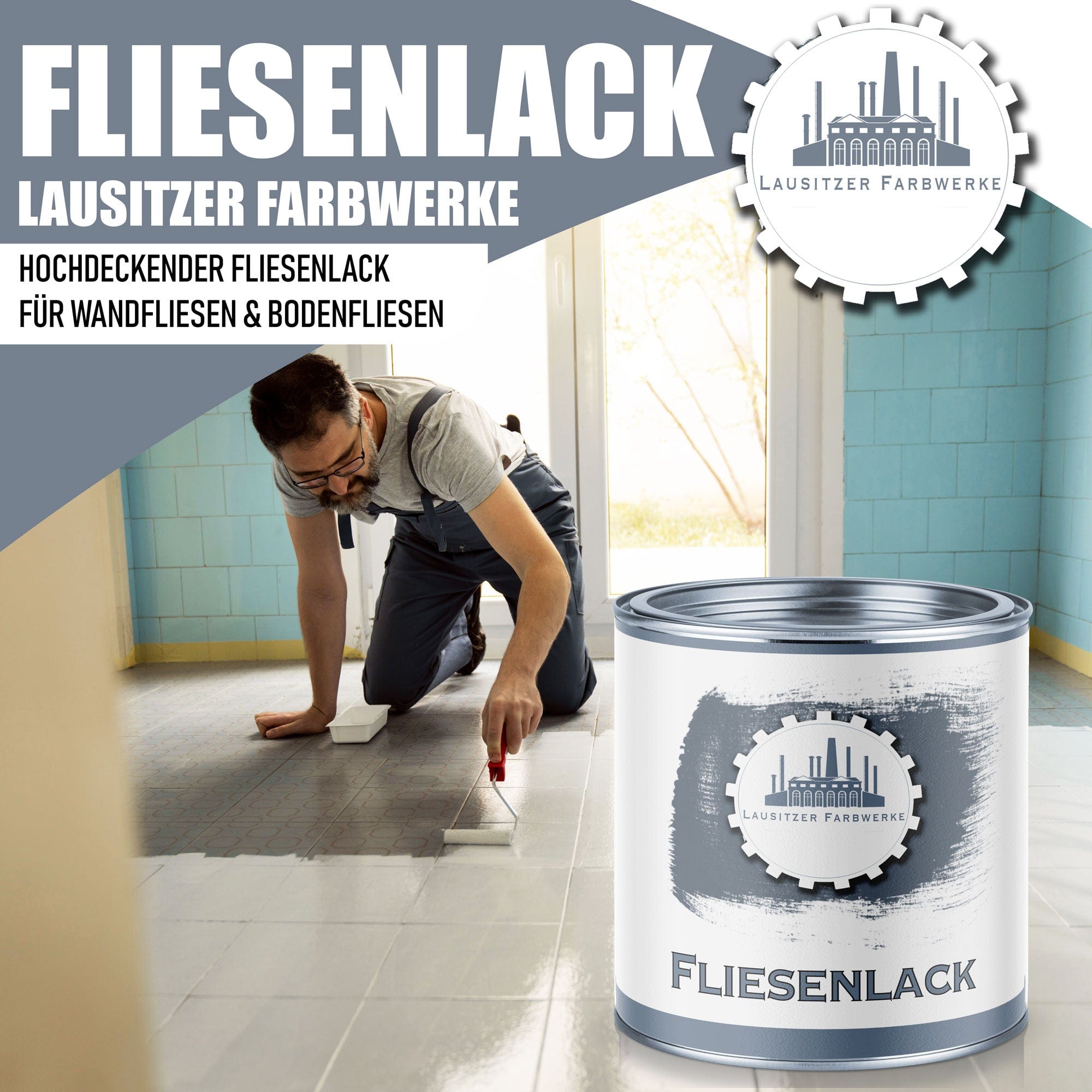 Lausitzer Farbwerke Lacke & Beschichtungen Lausitzer Farbwerke Fliesenlack Fliesenfarbe mit Lackierset (X300) & Verdünnung (1 L) - 30% Sparangebot